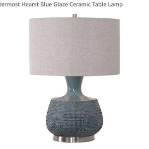 Uttermost Hearst Blue Glaze Table Lamp, Modern Art Home Decor, Designer Lamp,
